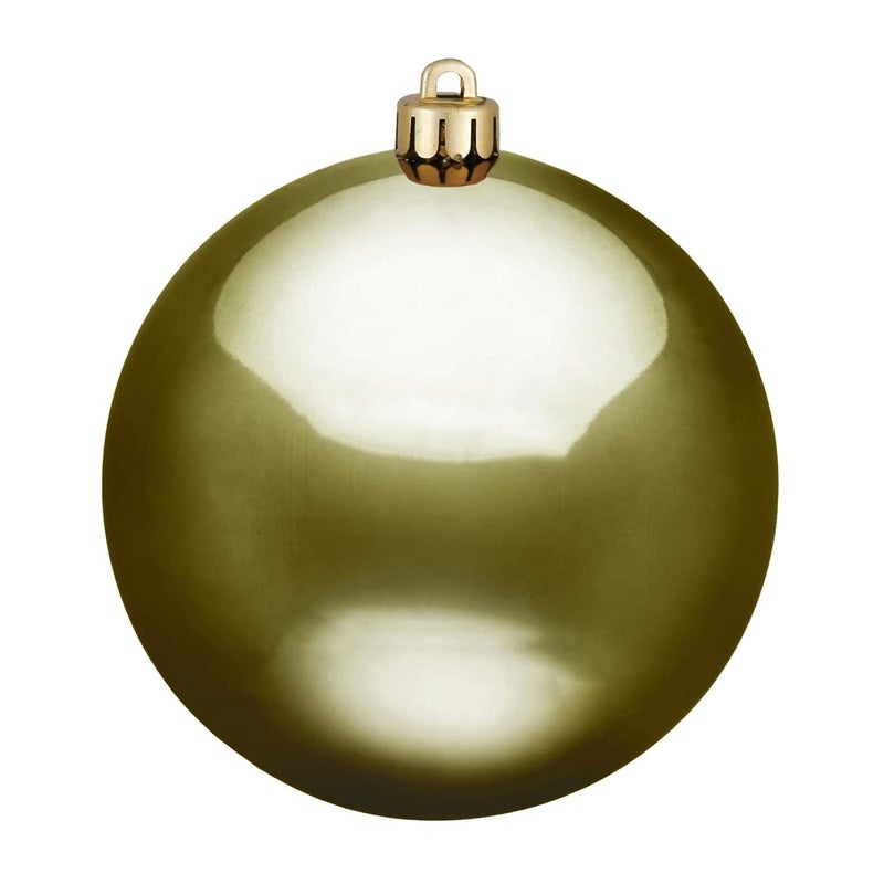 Vickerman 4"" Olive Shiny Ball Ornament, 6 per Bag - Image 1